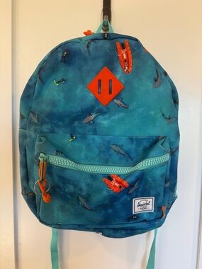 Herschel Supply Company Kids' Teal Scuba Print Backpack with Orange Accents